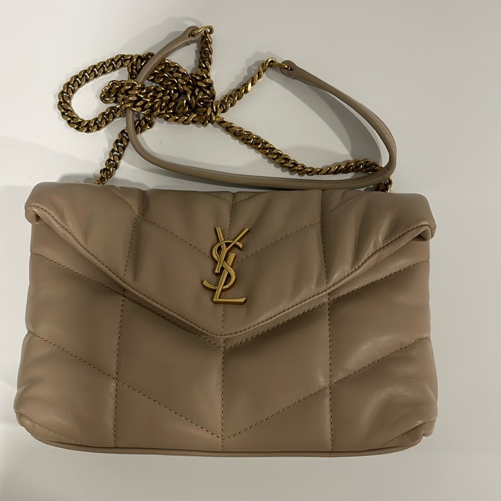 Saint Laurent mini toy puffer beige